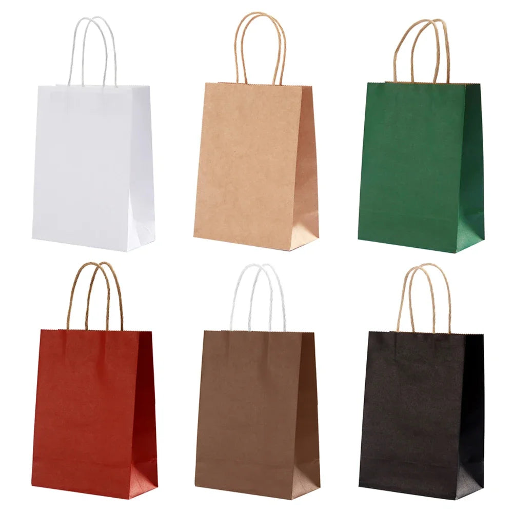 10 pcs Kraft Bag Paper Gift Bags,Reusable,Grocery Shopping Bags for Packaging Craft Gifts Wedding Business Retail Party Bags